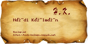 Hódi Kálmán névjegykártya